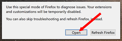 Firefox warning